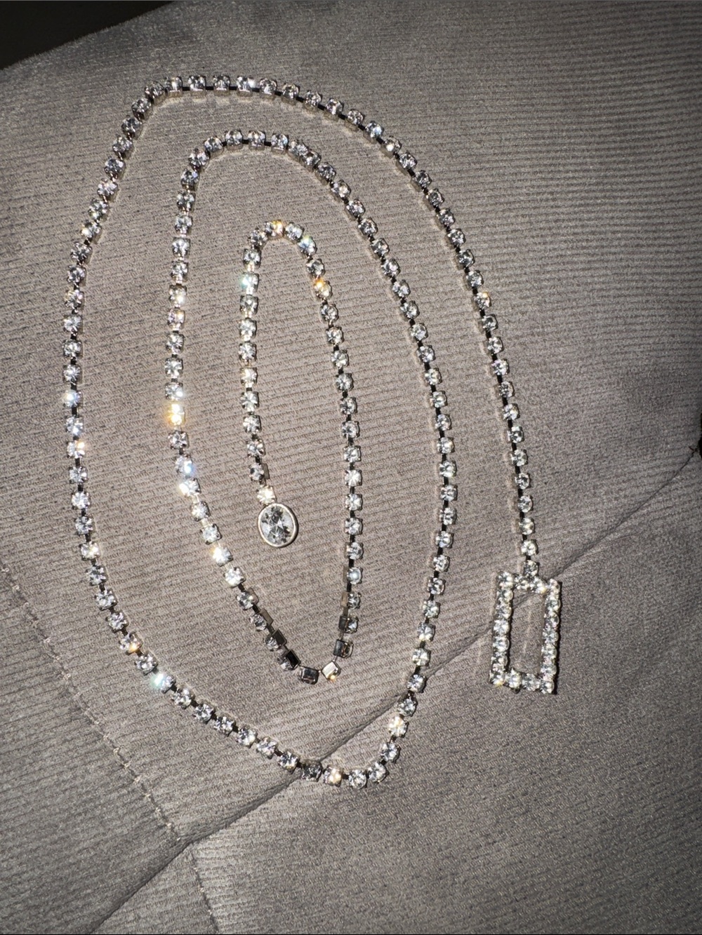 42” Long Clear Crystal Tennis Chain - Silver Tone Sparkle